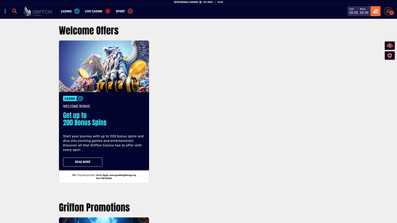 Griffon Casino — Promotions page
