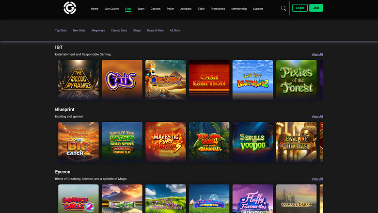 Grosvenor Casino — Games by studio