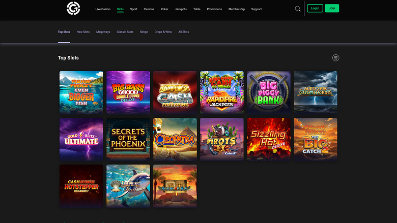 Grosvenor Casino — Games lobby