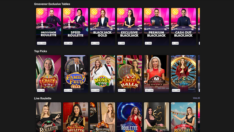 Grosvenor Casino — Live dealer lobby