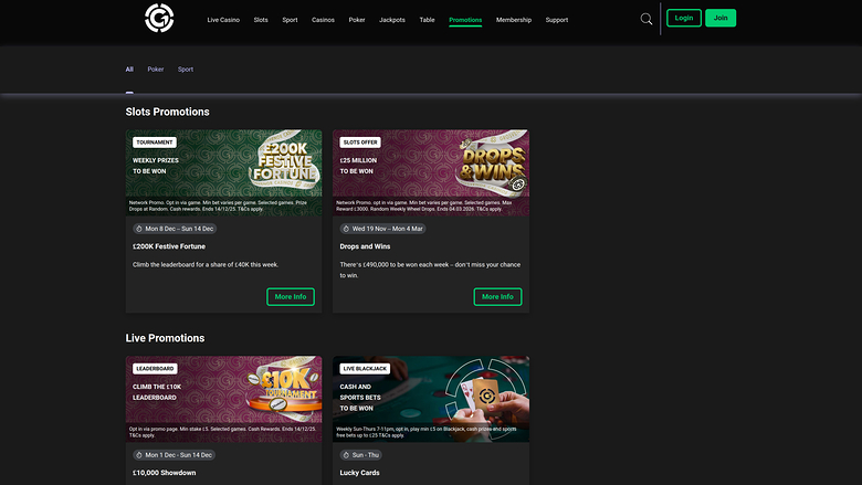 Grosvenor Casino — Promotions page