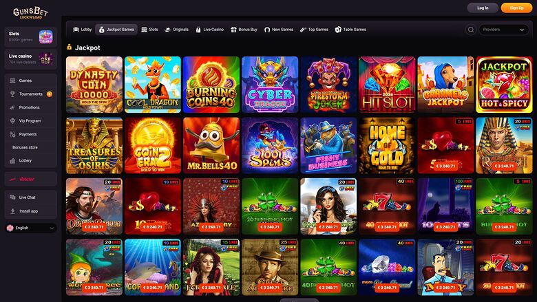 Gunsbet Casino — Jackpot games