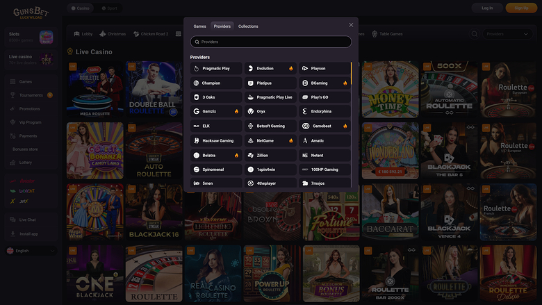 Gunsbet Casino — Games by studio