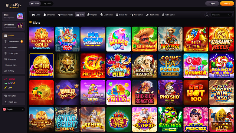 Gunsbet Casino — Games lobby