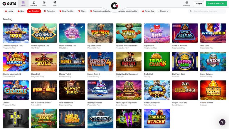 Guts Casino — Games lobby
