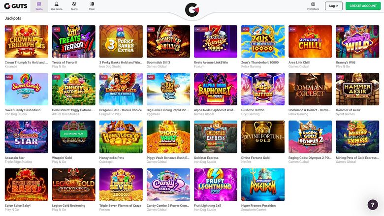Guts Casino — Jackpot games