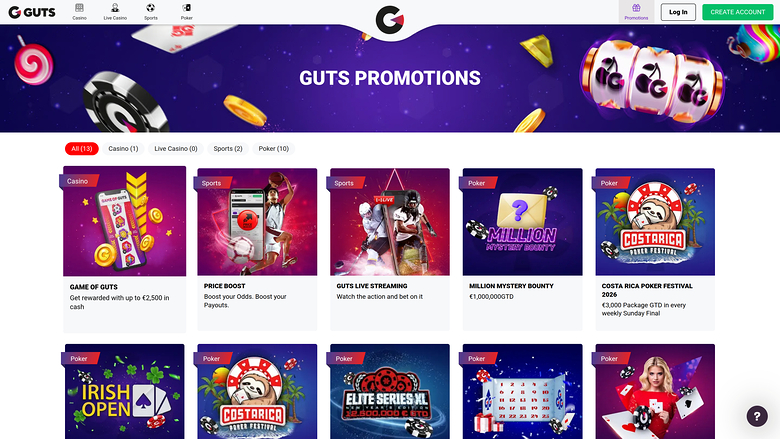 Guts Casino — Promotions page
