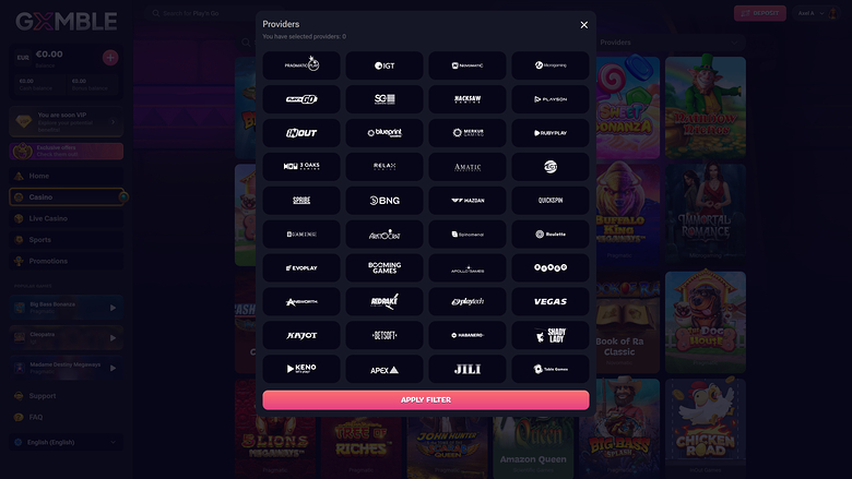 Gxmble Casino — Games by studio