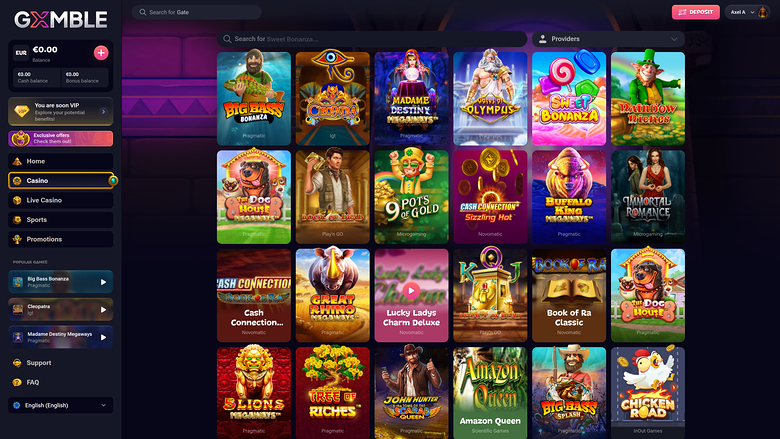 Gxmble Casino — Games lobby