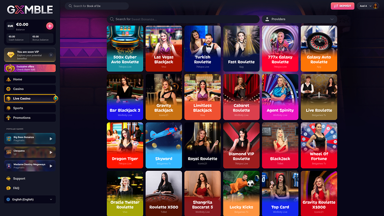 Gxmble Casino — Live dealer lobby