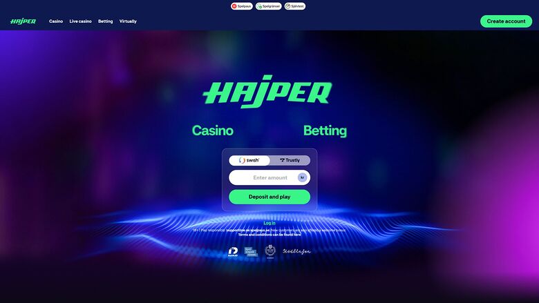 Hajper Casino — Homepage