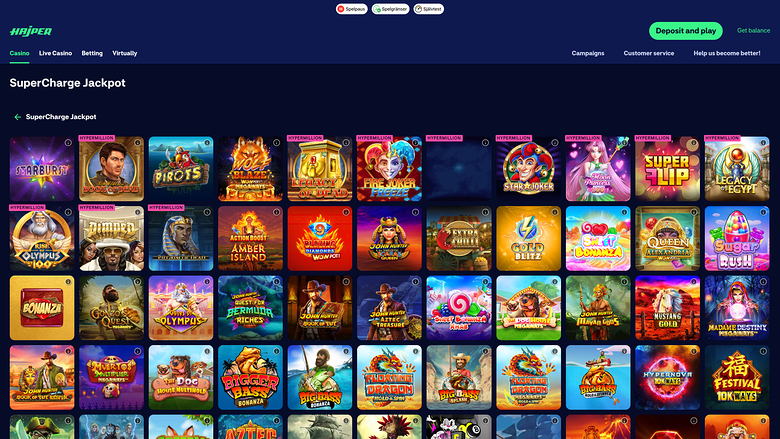 Hajper Casino — Jackpot games