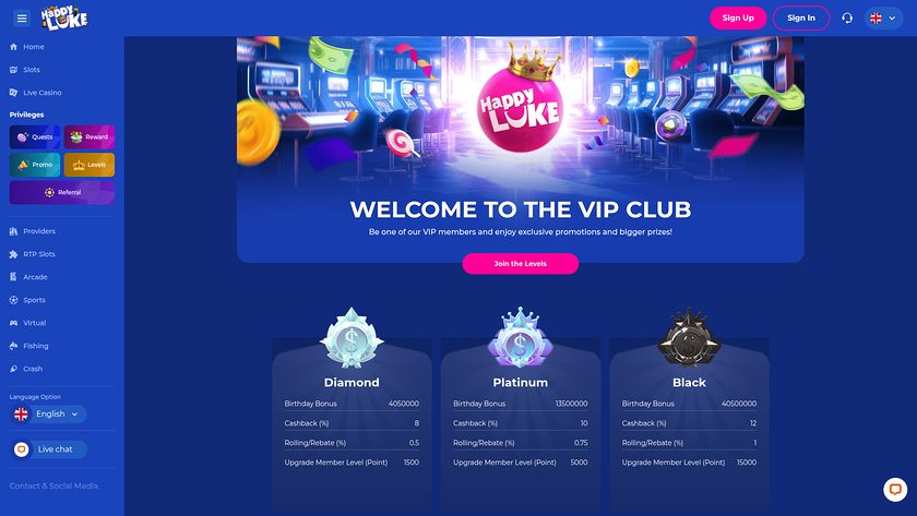 Happy Luke Casino — VIP section