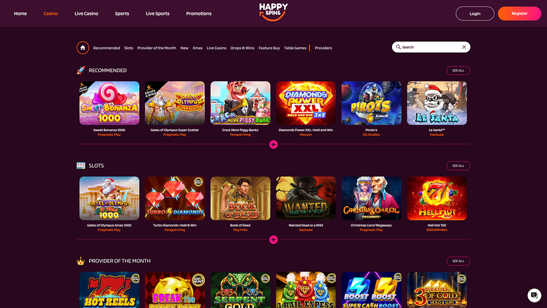 Happy Spins Casino — Games lobby