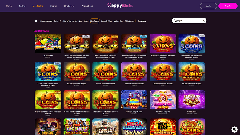HappySlots Casino — Jackpot games