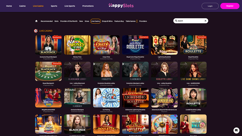 HappySlots Casino — Live dealer lobby