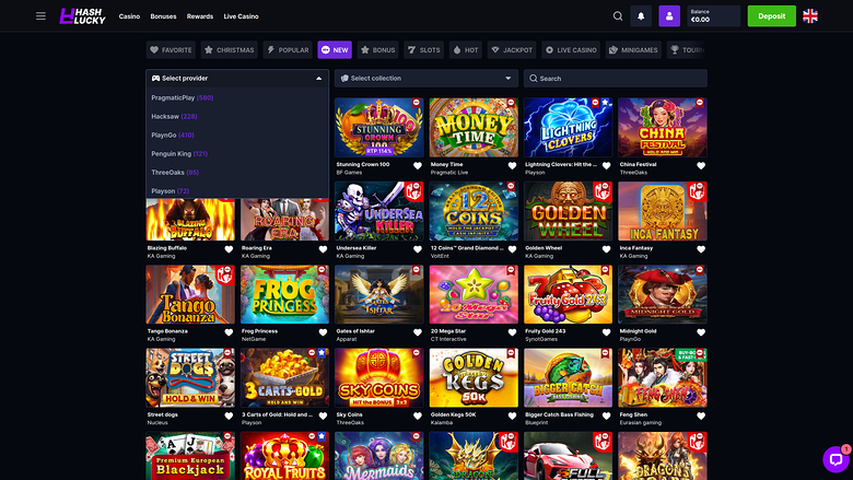 Hash Lucky Casino — Games by studio
