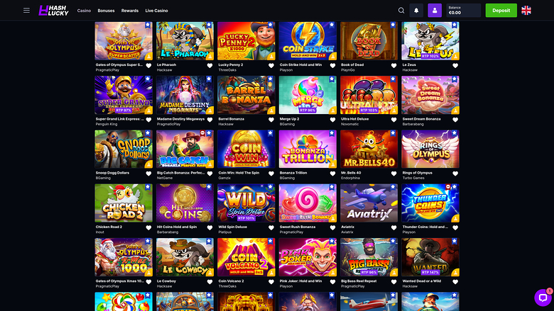 Hash Lucky Casino — Games lobby