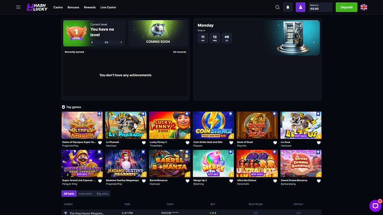 Hash Lucky Casino — Homepage