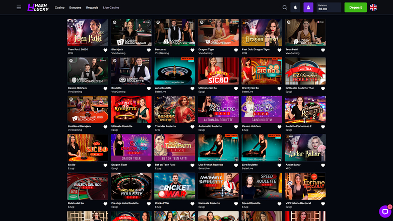 Hash Lucky Casino — Live dealer lobby