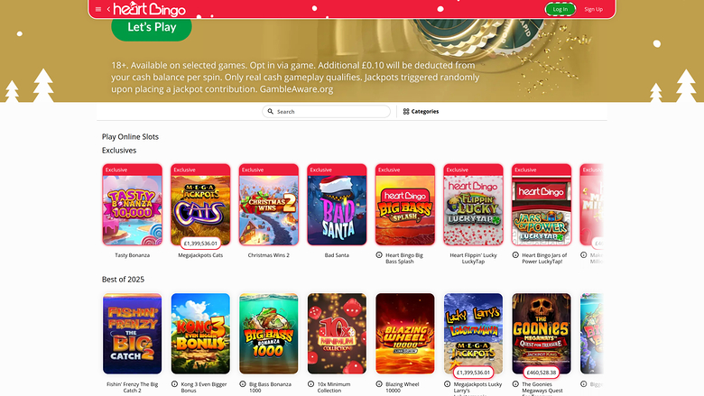 Heart Bingo — Games lobby