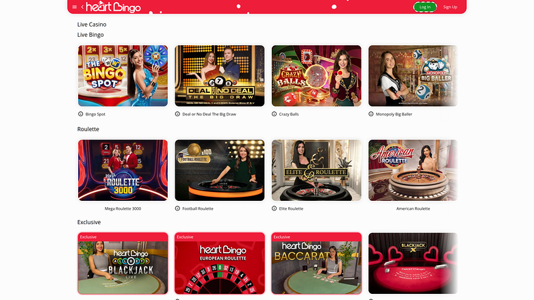Heart Bingo — Live dealer lobby