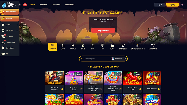 HellSpin Casino — Games lobby
