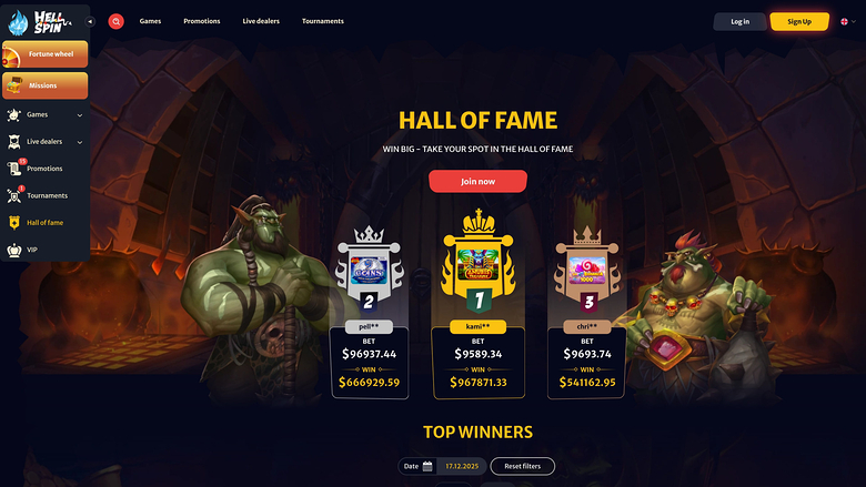 HellSpin Casino — Hall of fame