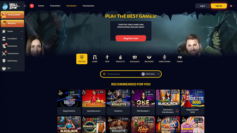 HellSpin Casino — Live dealer lobby