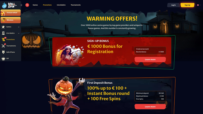 HellSpin Casino — Promotions page