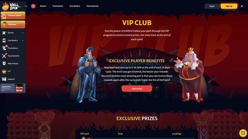 HellSpin Casino — VIP section