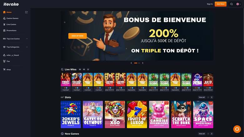 Herake Casino — Homepage