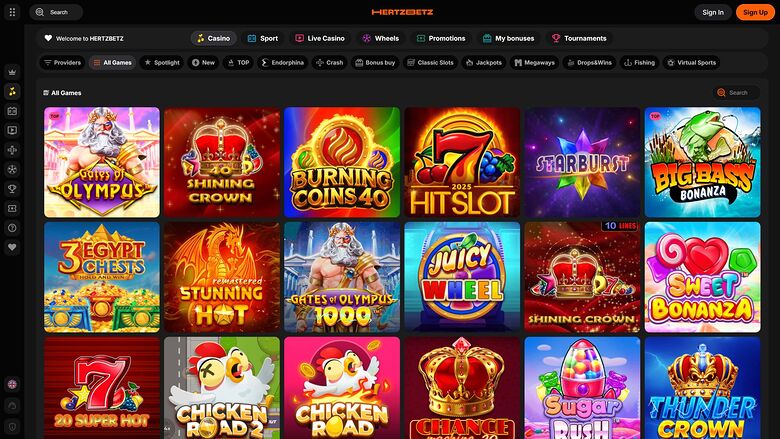 Hertzbetz Casino — Games lobby