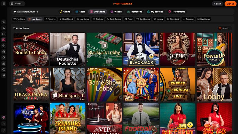 Hertzbetz Casino — Live dealer lobby