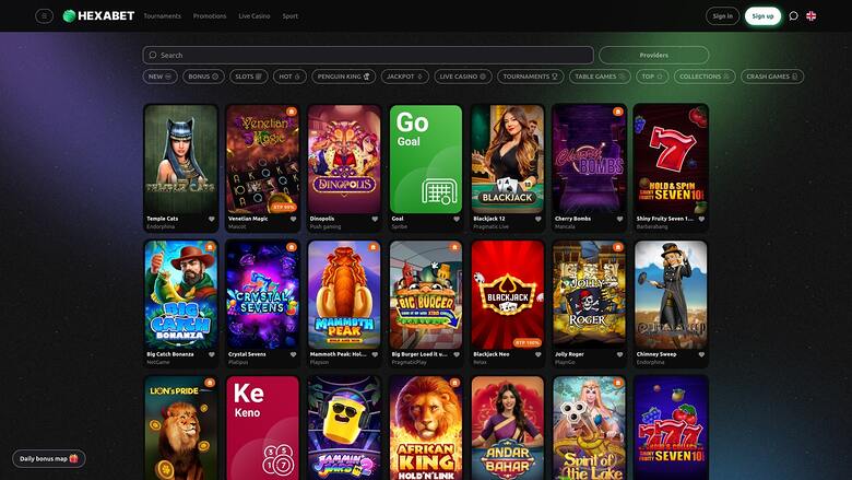 Hexabet Casino — Games lobby