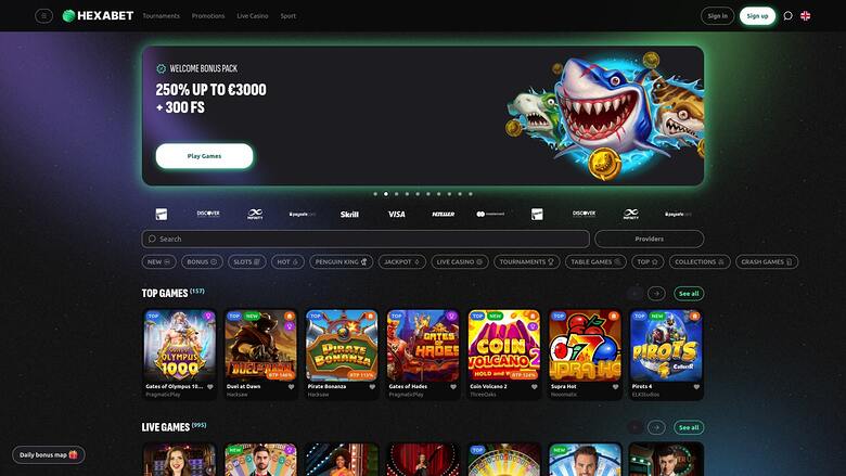 Hexabet Casino — Homepage