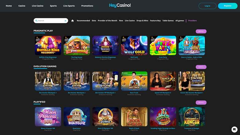 Hey Casino — Games by studio