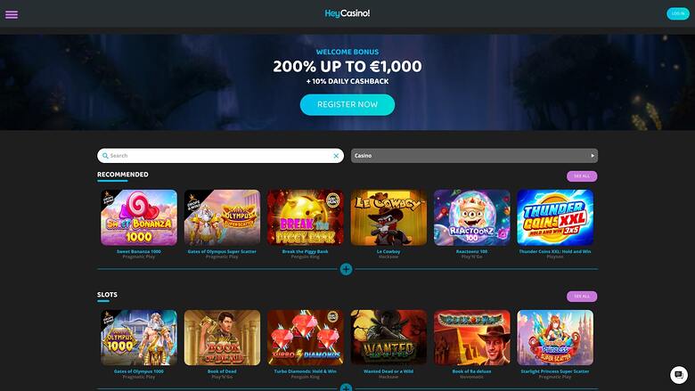 Hey Casino — Homepage