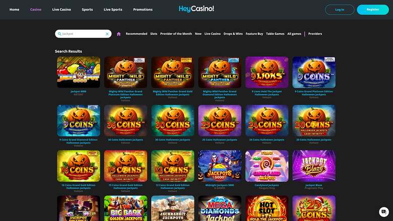 Hey Casino — Jackpot games