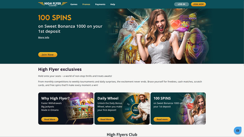 High Flyer Casino — Promotions page