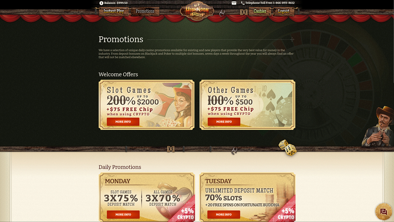 High Noon Casino — Promotions page