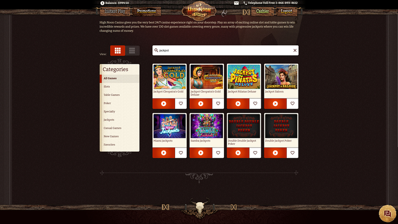 High Noon Casino — Jackpot games