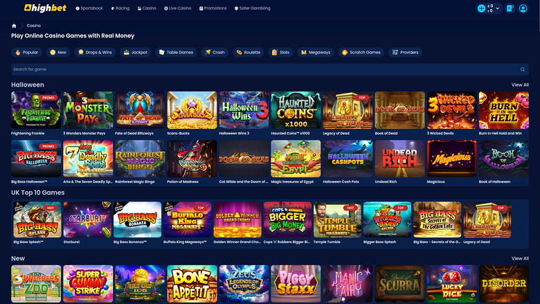 HighBet Casino — Games lobby