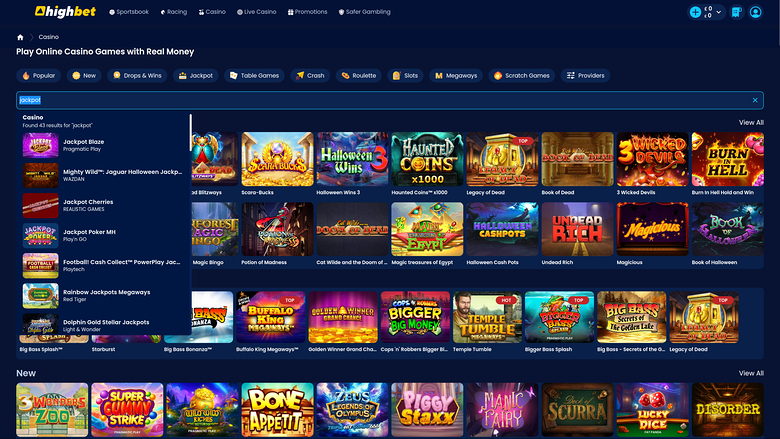 HighBet Casino — Jackpot games