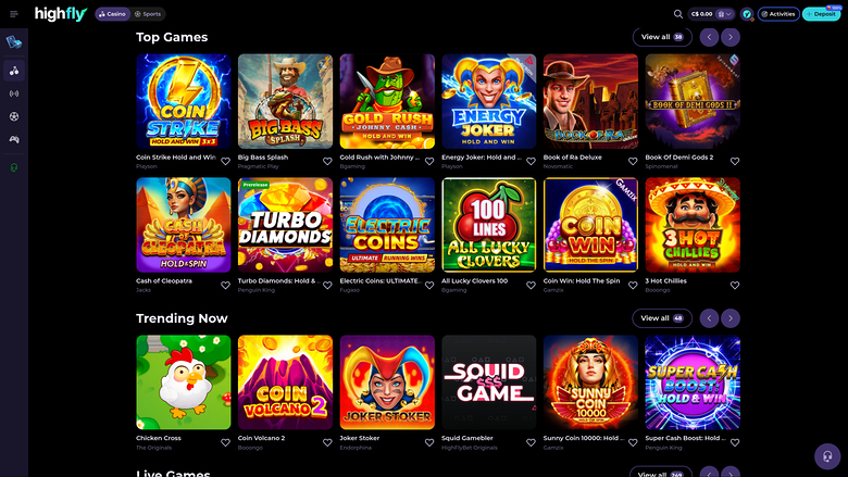 HighFlyBet Casino — Games lobby