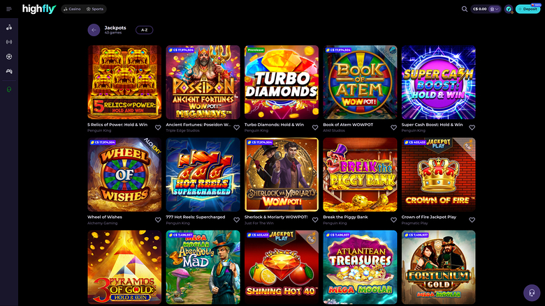 HighFlyBet Casino — Jackpot games