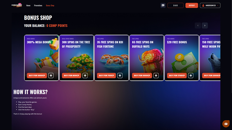 Highway Casino — Bonus page