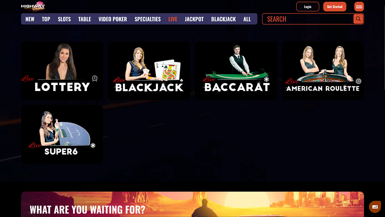 Highway Casino — Live dealer lobby