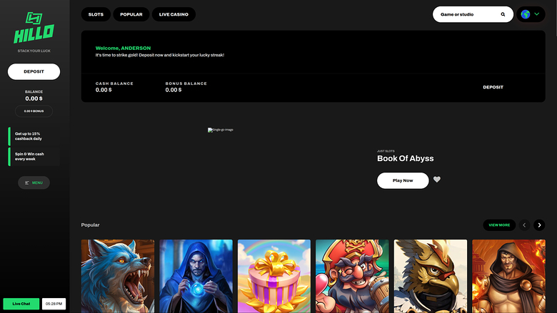 Hillo Casino — Homepage