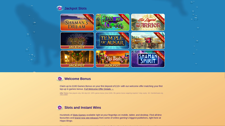 Hippo Bingo — Jackpot games